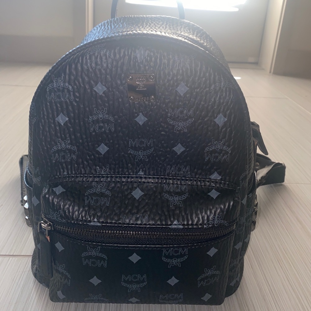 MCM Medium Sized All Black Backpack Worldwide